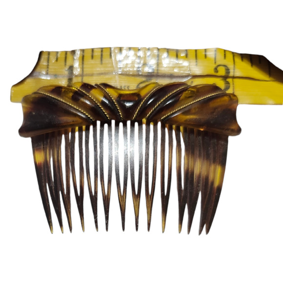 Vintage 1980's French Hair Comb Gold Trim‎ - Picture 3 of 3